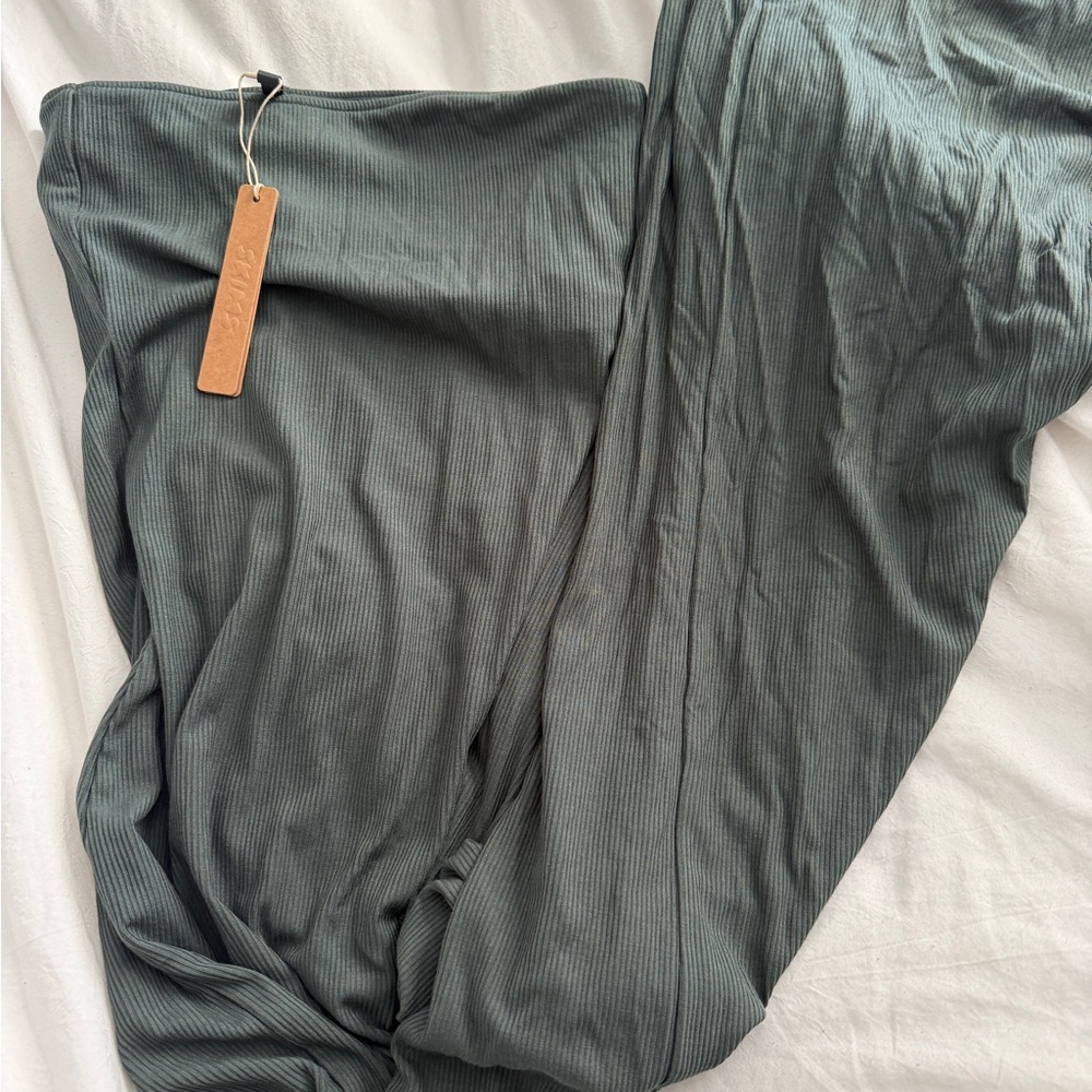 NWT SKIMS soft lounge ribbed tube dress deep sea xs strapless - Picture 2 of 4